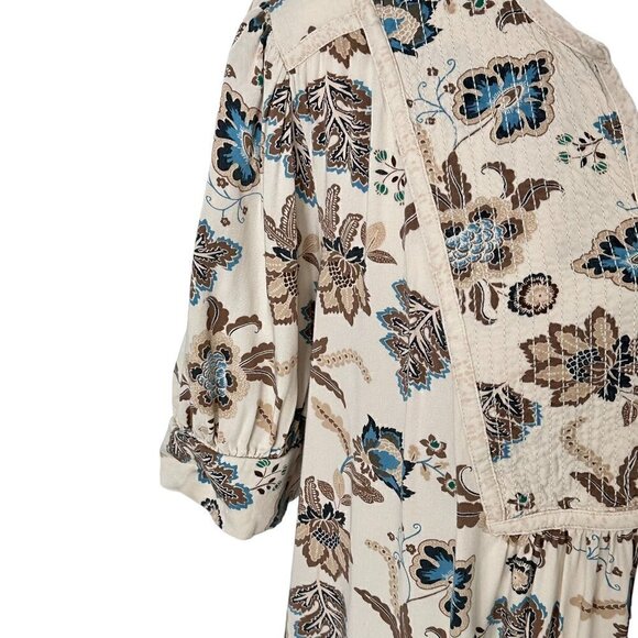 Lane Bryant Plus Size Smocked Floral Top Short-Sleeve Split-Neck Bib Top (14) - Picture 12 of 15